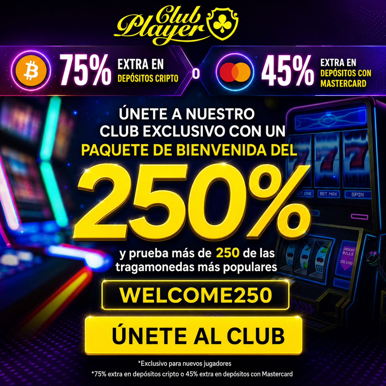 logo de BONO DE BIENVENIDA 250% EN CLUB PLAYER CASINO
