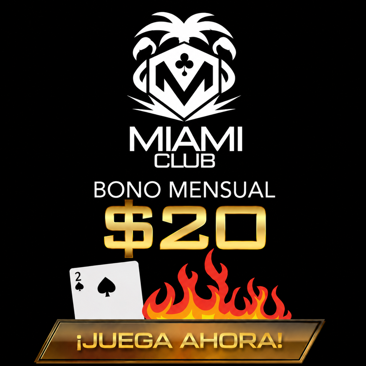 logo de $20 GRATIS MENSUAL en MIAMI CLUB CASINO