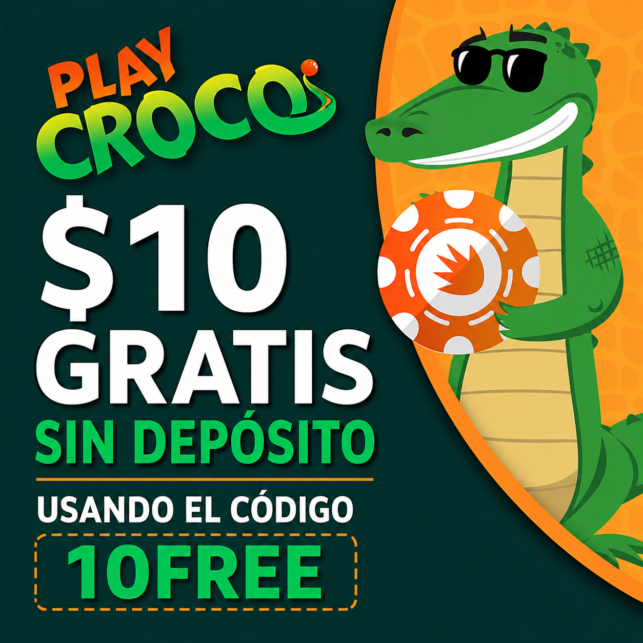 logo de $10 GRATIS sin dep&oacute;sito PLAYCROCO