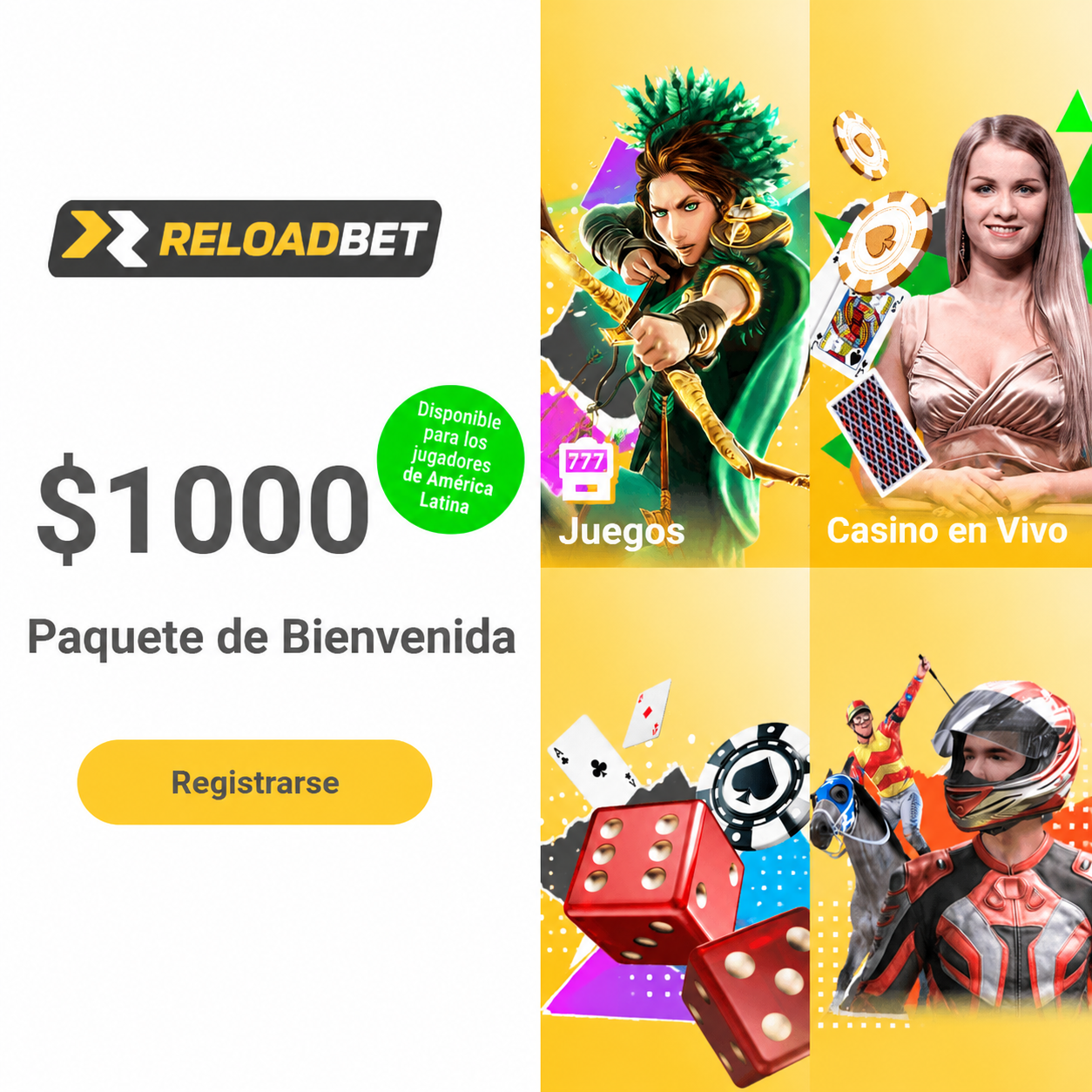 logo de BONO DE BIENVENIDA HASTA $1000 EN RELOADBET