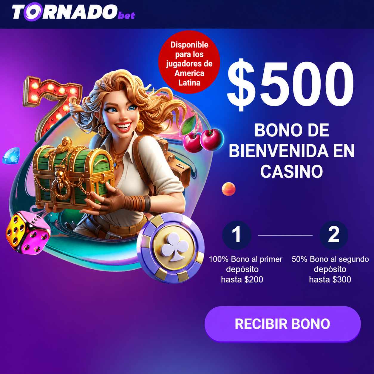 logo de BONO DE BIENVENIDA HASTA $500 EN TORNADOBET