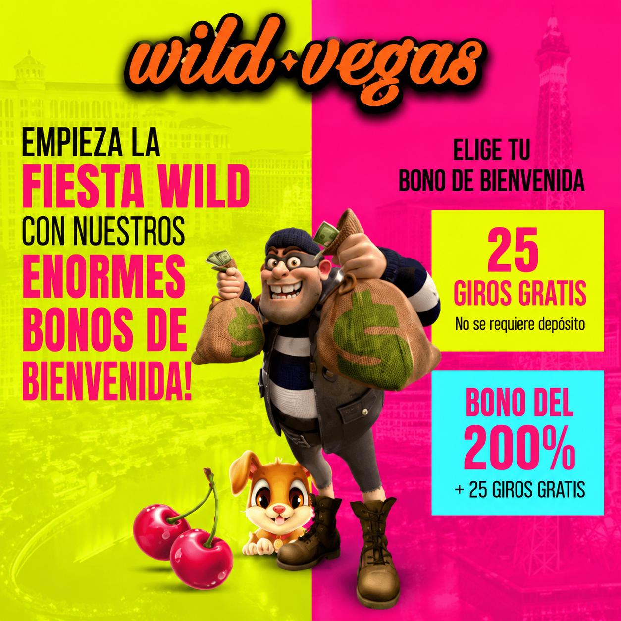 logo de BONO DE BIENVENIDA 200% + 25 GIROS GRATIS EN WILD VEGAS CASINO
